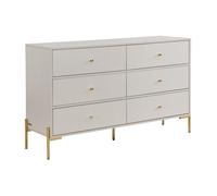 Commode 6 tiroirs - MDF et métal - Beige et doré - MILAVIA
