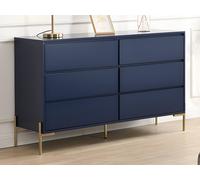 brand Pascal MORABITO - Commode 6 tiroirs - MDF et métal - Bleu laqué et doré - KORASA de Pascal Morabito