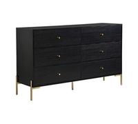 Commode 6 tiroirs - MDF et métal - Noir et doré - MILAVIA de