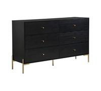 Commode 6 tiroirs - MDF et métal - Noir et doré - MILAVIA de