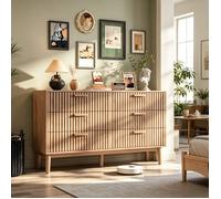 Commode 6 tiroirs,meuble rangement bois,anti-basculement,profondeur 30cm,multifonctionnel,pour chambre salon entrée,bois naturel
