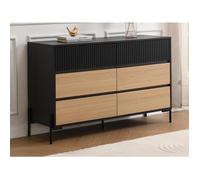 Commode 6 tiroirs - Noir et naturel clair - GLARODI