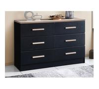 Commode 6 tiroirs - Noir et naturel - SKAIDO