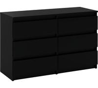 Commode 6 tiroirs noir mat 100x33,5x71,5 Sideboard armoire à tiroirs pour salon chambre à coucher rangement meuble penderie