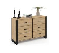 IDMarket - Commode 6 tiroirs Onyx - 115 cm - bois et noir
