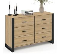 IDMarket - Commode 6 tiroirs Onyx - 115 cm - bois et noir