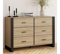 IDMarket - Commode 6 tiroirs Onyx 115 cm Bois et Noir