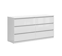 Commode 6 tiroirs Petits-meubles - Edwin - 150 x 45 x 75cm - Blanc