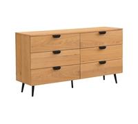 Commode 6 tiroirs - Placage chêne - Coloris : Naturel et noir - SINOLO