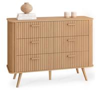 IDMARKET Commode 6 tiroirs ROMIE 110 cm lattes tasseau bois coloris chêne