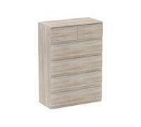 HOMCOM Commode 6 tiroirs, Meuble de Rangement étroit sans poignées, Style Moderne, Commode pour Chambre à Coucher, Salon, Couloir, 80 x 39 x 115 cm, Bois Naturel