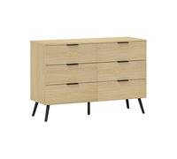 HOMCOM Commode 6 tiroirs Commode pour Chambre à Coucher Design Moderne avec Anti-basculement 110L x 40l x 75H cm Aspect Bois