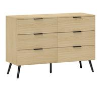 HOMCOM Commode 6 tiroirs Commode pour Chambre à Coucher Design Moderne avec Anti-basculement 110L x 40l x 75H cm Aspect Bois
