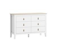 Commode - HOMCOM - 6 tiroirs - style contemporain - avec poignées en polyuréthane - 120 x 40 x 78 cm - blanc