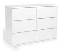 Commode 6 Tiroirs Tomi Bois Blanc Blanc