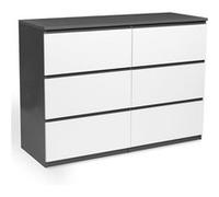 Commode 6 tiroirs TOMI 110 cm bois gris et blanc Gris G