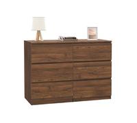 IDMarket Commode TOMI 6 tiroirs 110 cm effet noyer