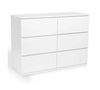 Commode 6 Tiroirs Tomi Bois Blanc Blanc