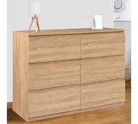 Commode 6 Tiroirs Tomi Bois Façon Hêtre