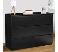 Commode 6 Tiroirs Tomi Bois Noir Noir