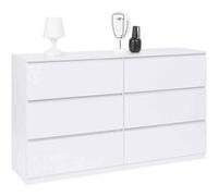IDMARKET Commode TOMI XXL 6 tiroirs 140 cm bois blanc