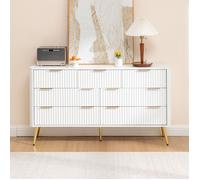 Commode 7 tiroirs blanc coulisses douces silencieuses pieds surélevés MDF robuste 60kg anti-bascule chambre salon