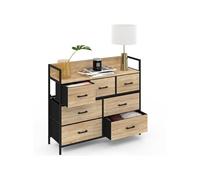 IDMarket – Commode Utah 7 tiroirs en tissu 100 cm – Meuble de rangement design industriel