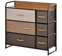 HOMCOM Commode 7 tiroirs Meuble de Rangement tiroir en Tissu Pliant - Structure Acier Noir - 80L x 29l x 78,5H cm, Chambre, entrée, Salon, Multicolore