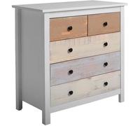 Commode 79x40x80cm Betty Colorée avec 5 tiroirs en Blanc et tiroirs multicouleurs,VS VENTA-STOCK