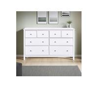 Commode 8 tiroirs 160x39,5x96 cm en pin blanc - CHILOM