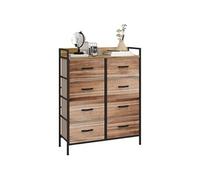 HOMCOM Meuble de Rangement Commode chiffonnier 8 tiroirs en Tissu Amovibles, étagère supérieure et Cadre Acier 79L x 29l x 101H cm Naturel et Noir