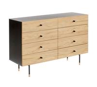 Commode 8 Tiroirs "Jugend" 130cm Noir & Chêne