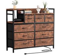 Commode 9 tiroirs avec station de charge - Meuble TV & rangement multifonction - Chambre, dressing, appartement & chambre d’enfant