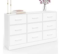 Commode 9 Tiroirs En Tissu Uppah 113 Cm Meuble De Rangement Bois Blanc