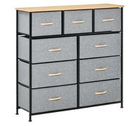 Commode 9 tiroirs - HOMCOM - structure acier noir - 100 x 30 x 100 cm - pour chambre, entrée, salon - chêne et gris