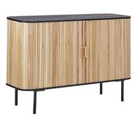 Beliani Commode à 2 Portes Coulissantes en Bois de Paulownia et MDF Ton Clair et Noir Lindon
