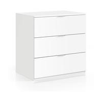 Commode à 3 tiroirs coloris blanc - 77 cm (longueur) x 80 cm (hauteur) x 38 cm (profondeur) blanc