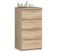 Commode à 4 tiroirs - Dimensions 40x35x74cm - Petite commode de chambre - Meuble d'appoint aspect bois - Sonoma