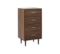 Commode Moderne à 4 Tiroirs de Rangement Pieds en Fer Cadre MDF Bois Foncé Keit