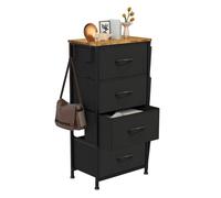 Commode à 4 tiroirs, poche latérale et crochets, noire