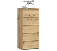 Commode à 5 tiroirs - Dimensions 40x35x92cm - Petite commode de chambre - Meuble d'appoint - Chêne Artisan