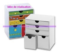 Commode à 5 tiroirs en carton blanc, 16 cm