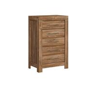 PEGANE Commode à 5 tiroirs Meuble de Rangement, Coloris Chêne Stirling - Longueur 70 x Profondeur 45 x Hauteur 110 cm