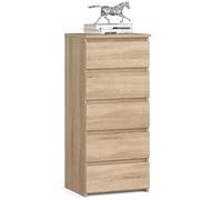 Commode à 5 tiroirs, pour chambre à coucher, couloir, salon, organiseur - Commode avec tiroirs - 40 cm de large et 92 cm de haut - Buffet haut en chêne Sonoma - Buffet multi-usages - Armoire étroite
