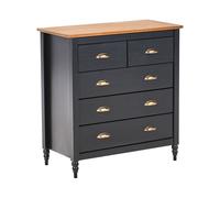 Commode à 5 tiroirs SHILLINGTON Bois de pin Noir