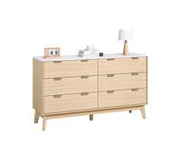 Commode à 6 Cannelés Capacité 68kg Avec Tiroirs Coulissants et Anti-basculement