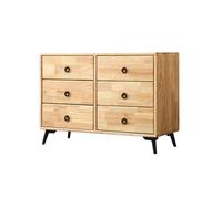Commode à 6 tiroirs, élégante commode de rangement avec poignées et pieds en métal, meuble moderne pour chambre à coucher et salon