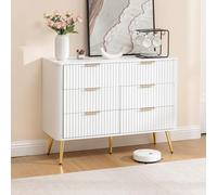 Commode à 6 Tiroirs en MDF, Chambre et Salon, Blanc, 105x40x80 cm
