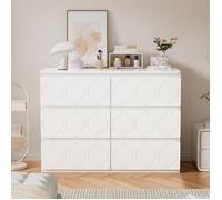Commode à 6 tiroirs - JAERLIUB - Design moderne - Finition laquée - Angle résistant aux chocs - Blanc