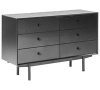 Commode à 6 Tiroirs Meuble de Rangement Noir Alcester